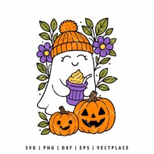 Cute Autumn Ghost SVG PNG | Halloween Fall Sublimation