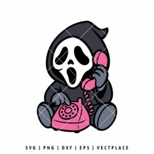 Ghostface Scream with Phone SVG PNG | Halloween Cut File for Cricut & Silhouette