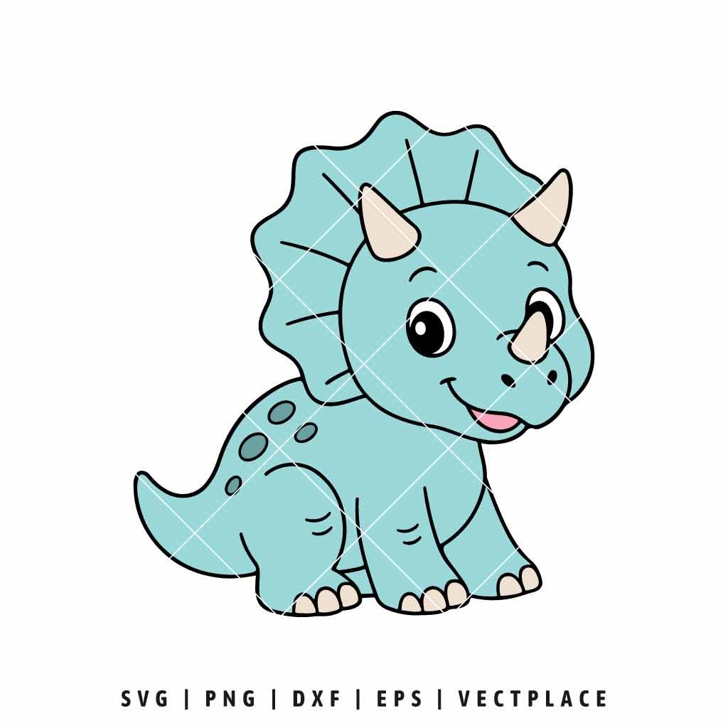 Adorable Baby Triceratops Dinosaur SVG