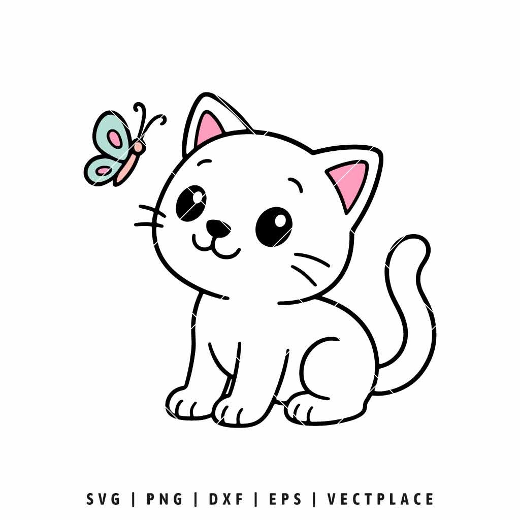 Cat with Butterfly SVG
