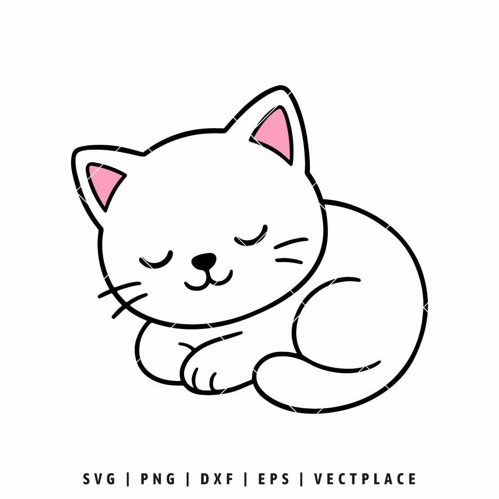 Cute Kitten Sleeping SVG