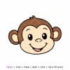 FREE Monkey Face SVG Safari Animal Design