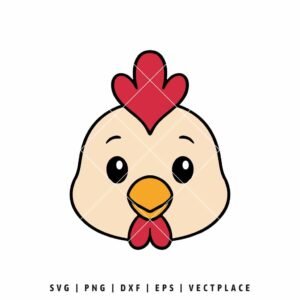 Cute Rooster Face SVG PNG | Animal Farm Clipart for Cricut & Silhouette