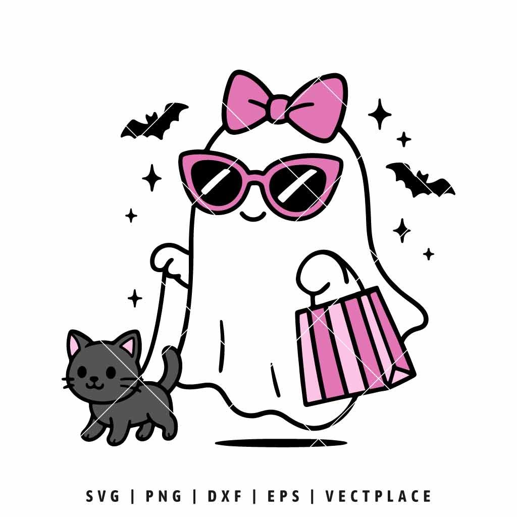 Fashion Ghost with Cat SVG