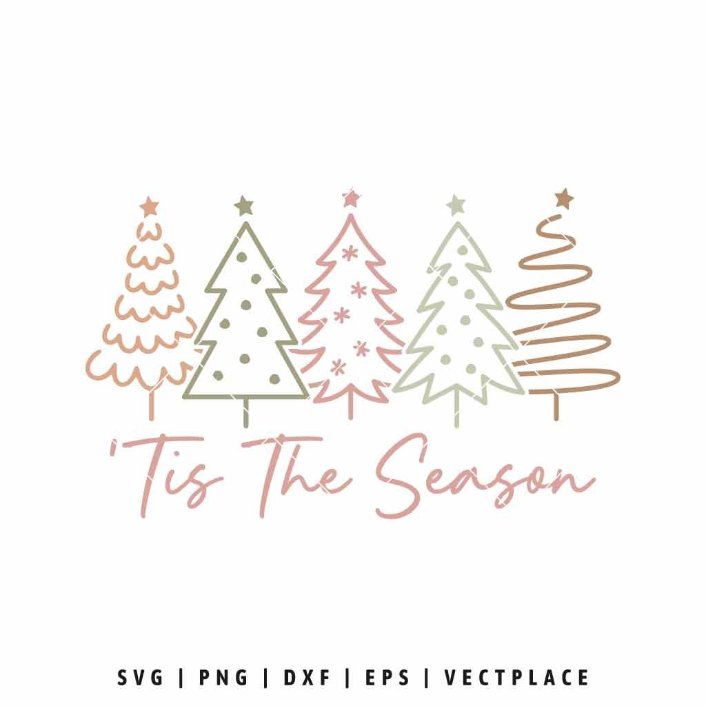 Tis The Season SVG Minimalist Christmas Tree Design