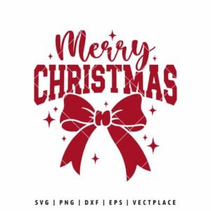Merry Christmas SVG PNG | Coquette Bow Christmas Design for Cricut T-shirt Design