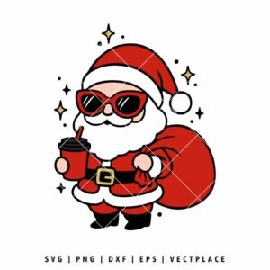 Trendy Santa SVG PNG | Funny Christmas Coffee Santa Clipart for Cricut & Silhouette