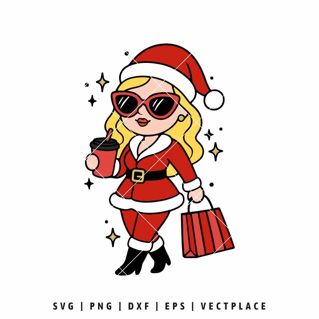 Mrs Claus Coffee SVG Fashion Christmas Design