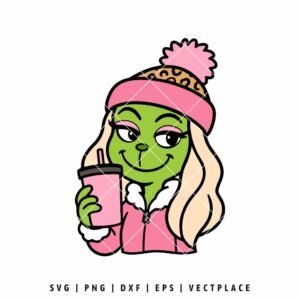 Grinch Girl Coffee SVG PNG | Christmas Cut File for Cricut & Silhouette