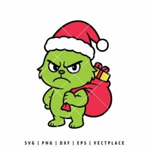 Baby Grinch with Santa Bag SVG PNG | Christmas Cut File for Cricut & Silhouette