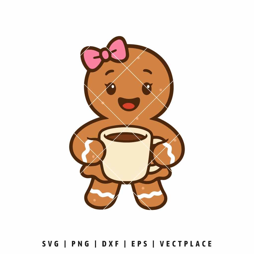 Cute Gingerbread Girl SVG Christmas Design