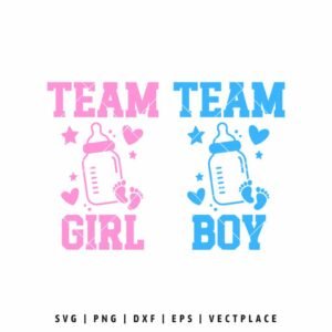 Team Girl Team Boy SVG PNG | Baby Announcement & Gender Reveal Cut File for Cricut