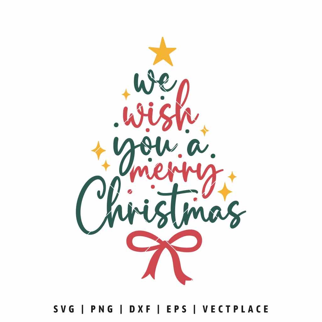 We Wish You a Merry Christmas SVG Tree with Coquette Bow
