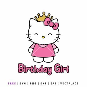 FREE Hello Kitty SVG Birthday Girl Design