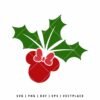 Minnie Mouse Christmas Holly SVG PNG | Holiday Cut File for Cricut and Silhouette