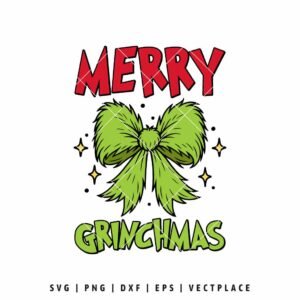 Merry Grinchmas Coquette Bow SVG PNG | Christmas Cut File for Cricut & Silhouette