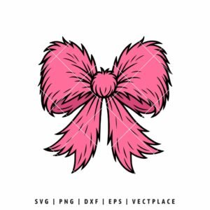 Pink Furry Bow SVG PNG | Cut File for Cricut and Silhouette