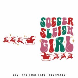 Alternative view of Soccer Sleigh Girl SVG PNG | Funny Retro Christmas Design for T-shirt