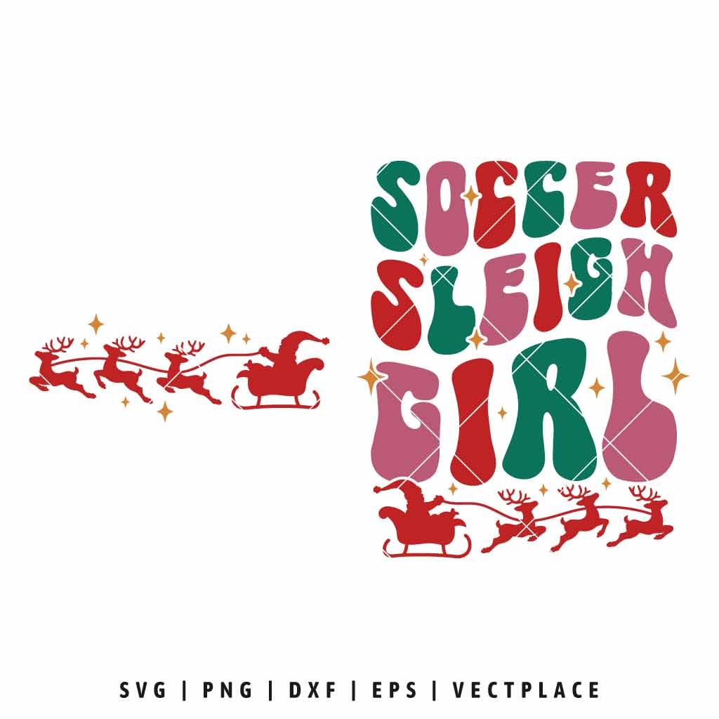 Soccer Sleigh Girl SVG Funny Christmas T-Shirt Design - Image 2