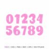Free birthday girl numbers SVG featuring pink numeric cut file for cricut and silhouette birthday party decorations
