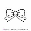 Free minimalist black outline of a ribbon bow, digital SVG cut file for craft projects and vinyl cutting, isolated on a white background.
