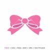 Free Solid pink ribbon bow silhouette, aesthetic coquette SVG cut file for vinyl cutting and digital crafting, isolated on white.