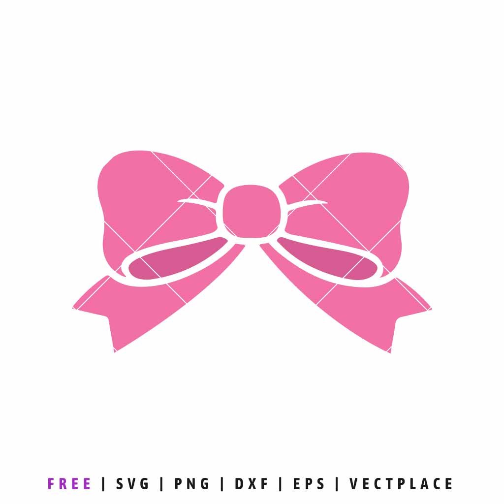 Free Solid pink ribbon bow silhouette, aesthetic coquette SVG cut file for vinyl cutting and digital crafting, isolated on white.