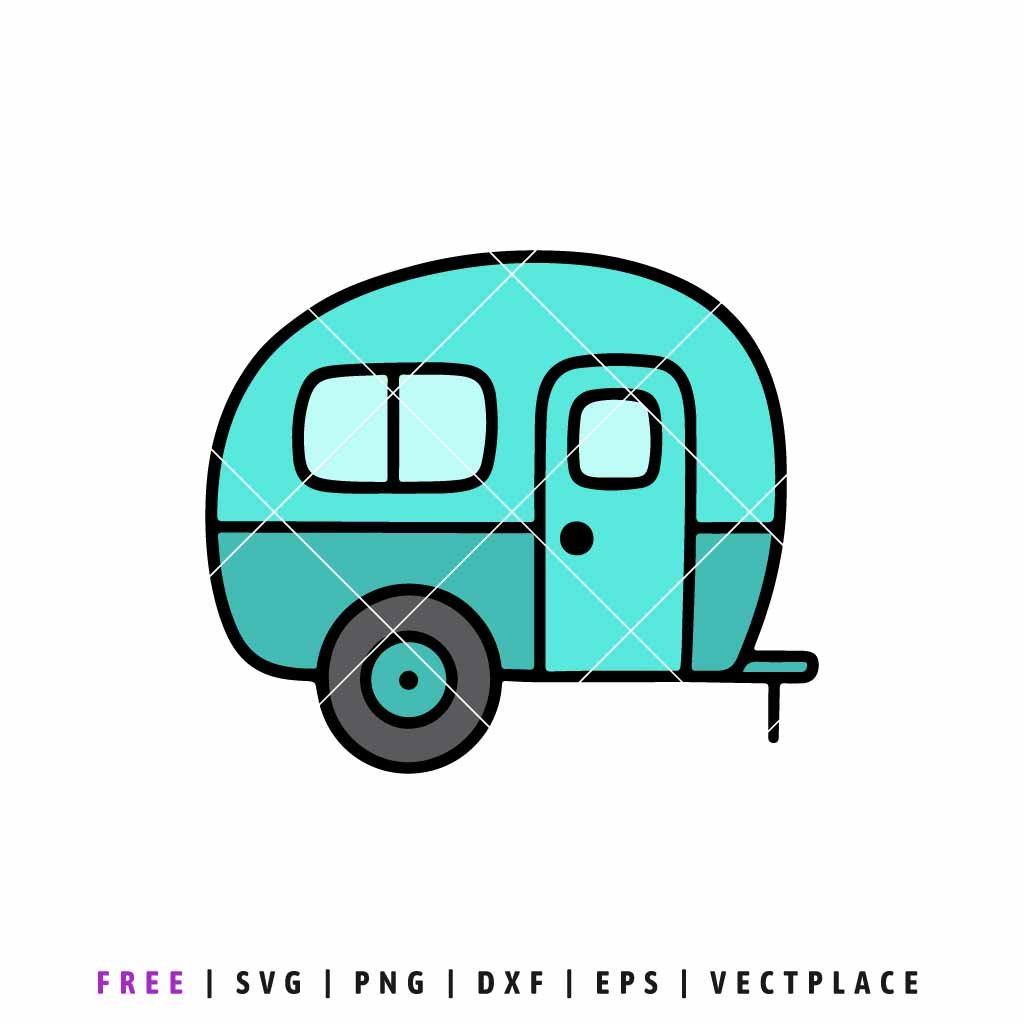 Free camper trailer SVG, cute camping trailer cut file for Cricut and Silhouette