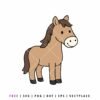 Cute brown horse SVG illustration standing in a side profile, featuring a dark mane and tail, minimalist farm animal line art for digital crafting and DIY stickers.