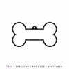 Minimalist black outline of a dog bone shape with a small hanging hole at the top, pet ID tag template vector for digital crafting and SVG cutting.