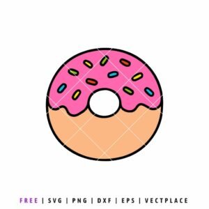 Free donut SVG with colorful sprinkles, cute donut cut file for Cricut and Silhouette