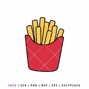 Free fries SVG featuring cute French fries, food cut file for Cricut and Silhouette