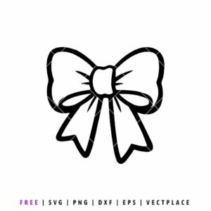 Black outline bow SVG illustration, cute ribbon clipart with hand drawn style