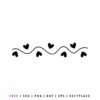 Heart border SVG with wavy line and hearts, decorative love divider cut file for Cricut and Silhouette