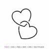 Overlapping heart outline SVG with two linked hearts, romantic love design for Cricut and Silhouette cutting machines