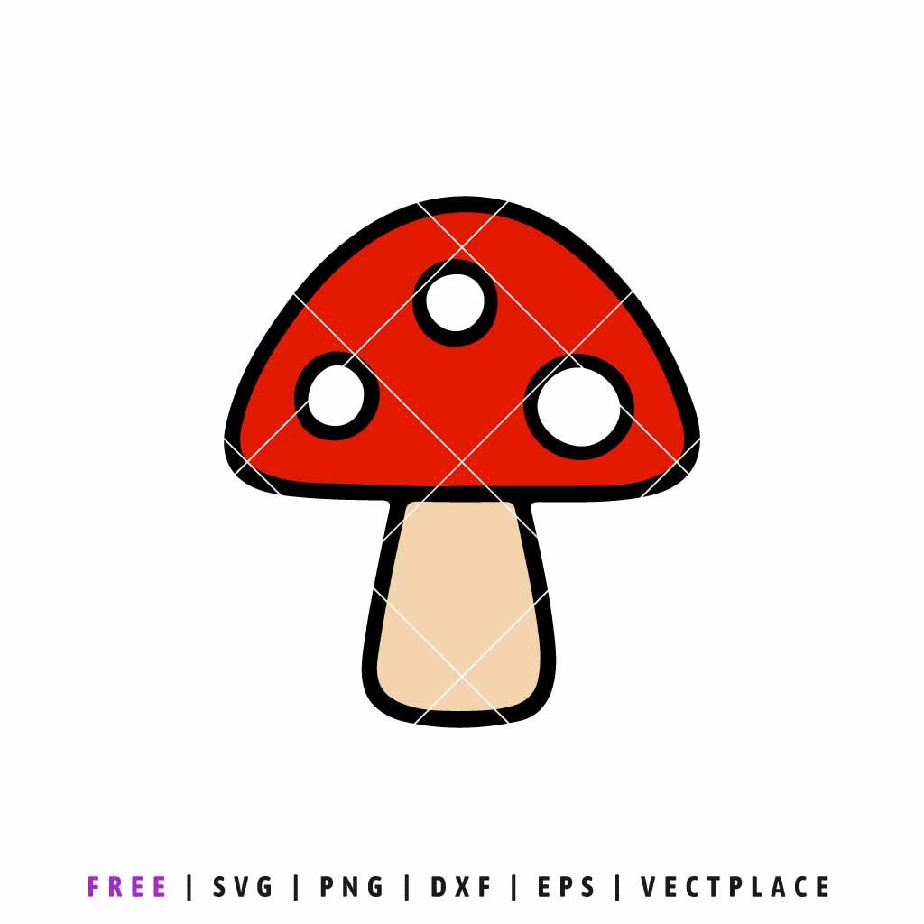Free mushroom SVG, cute red toadstool mushroom cut file for Cricut and Silhouette