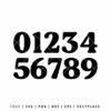 Free numbers SVG bundle featuring bold black numeric designs for crafts, templates, and digital projects