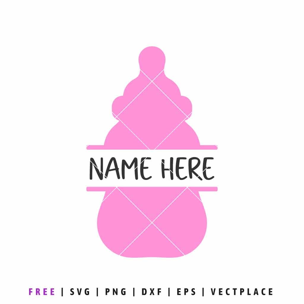 Personalized baby bottle SVG with split name design for custom baby shower and nursery projects