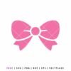 Free Solid pink ribbon bow silhouette, aesthetic coquette SVG cut file for vinyl cutting and digital crafting, isolated on white.
