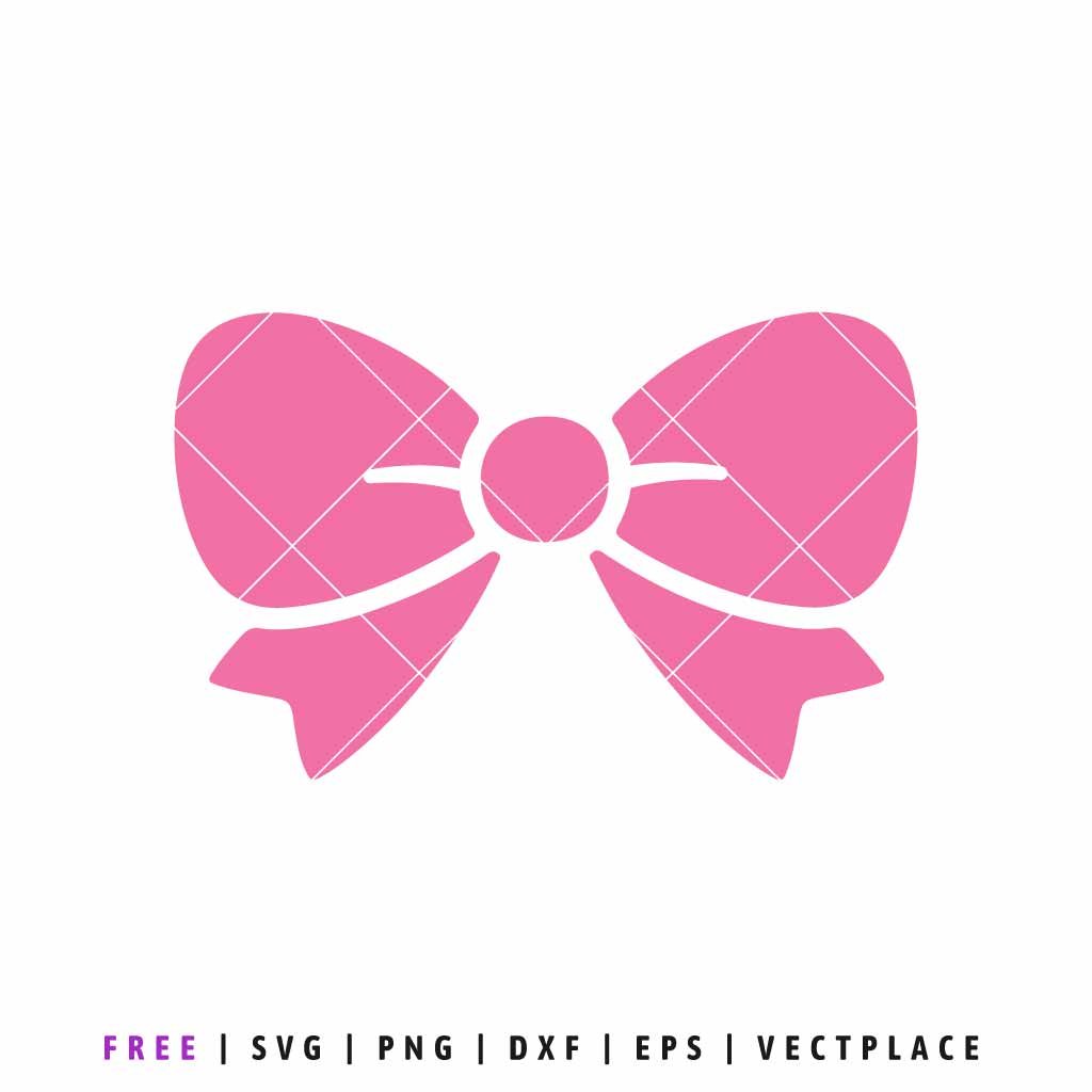 Free Solid pink ribbon bow silhouette, aesthetic coquette SVG cut file for vinyl cutting and digital crafting, isolated on white.