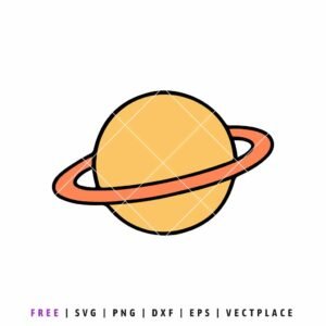 Free planet SVG featuring a cute ringed planet design, space cut file for Cricut and Silhouette