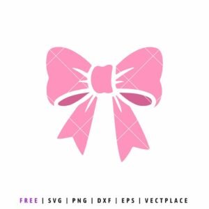 Free pink bow SVG cut file, ribbon bow design for Cricut, Silhouette, and DIY craft projects