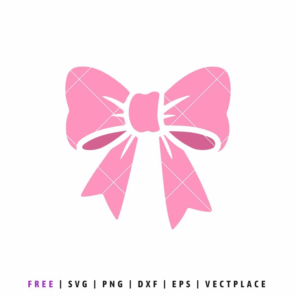 Free pink bow SVG cut file, ribbon bow design for Cricut, Silhouette, and DIY craft projects