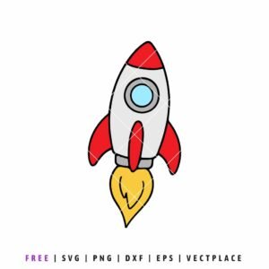 Free rocket SVG featuring a cute space rocket design, cut file for Cricut and Silhouette