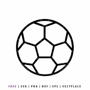 Simple black outline of a classic soccer ball with a geometric hexagon and pentagon pattern, minimalist football vector icon for digital crafting and SVG cutting.