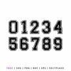 Free sports numbers SVG featuring bold varsity-style athletic numbers for team jerseys and custom designs