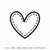 Free stitched heart SVG with dashed stitch outline, heart cut file for Cricut, Silhouette, and DIY craft projects