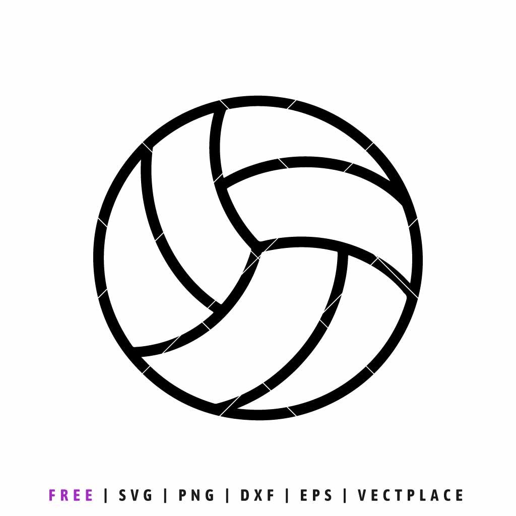 Volleyball SVG outline showing a sports ball line art design, cut file for Cricut and Silhouette