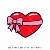 Cute red heart with pink bow SVG cut file for Cricut and Silhouette projects
