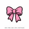 Free pink bow SVG with black outline, ribbon bow cut file for Cricut, Silhouette, and DIY craft projects